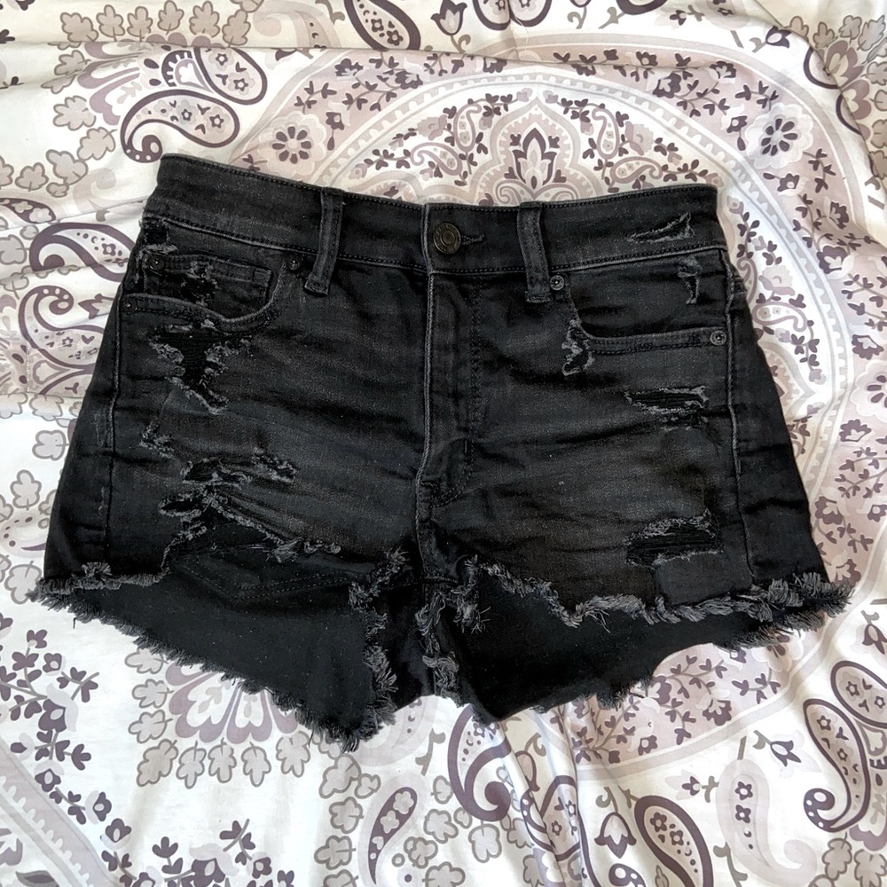 American Eagle High Waisted Black Shorts